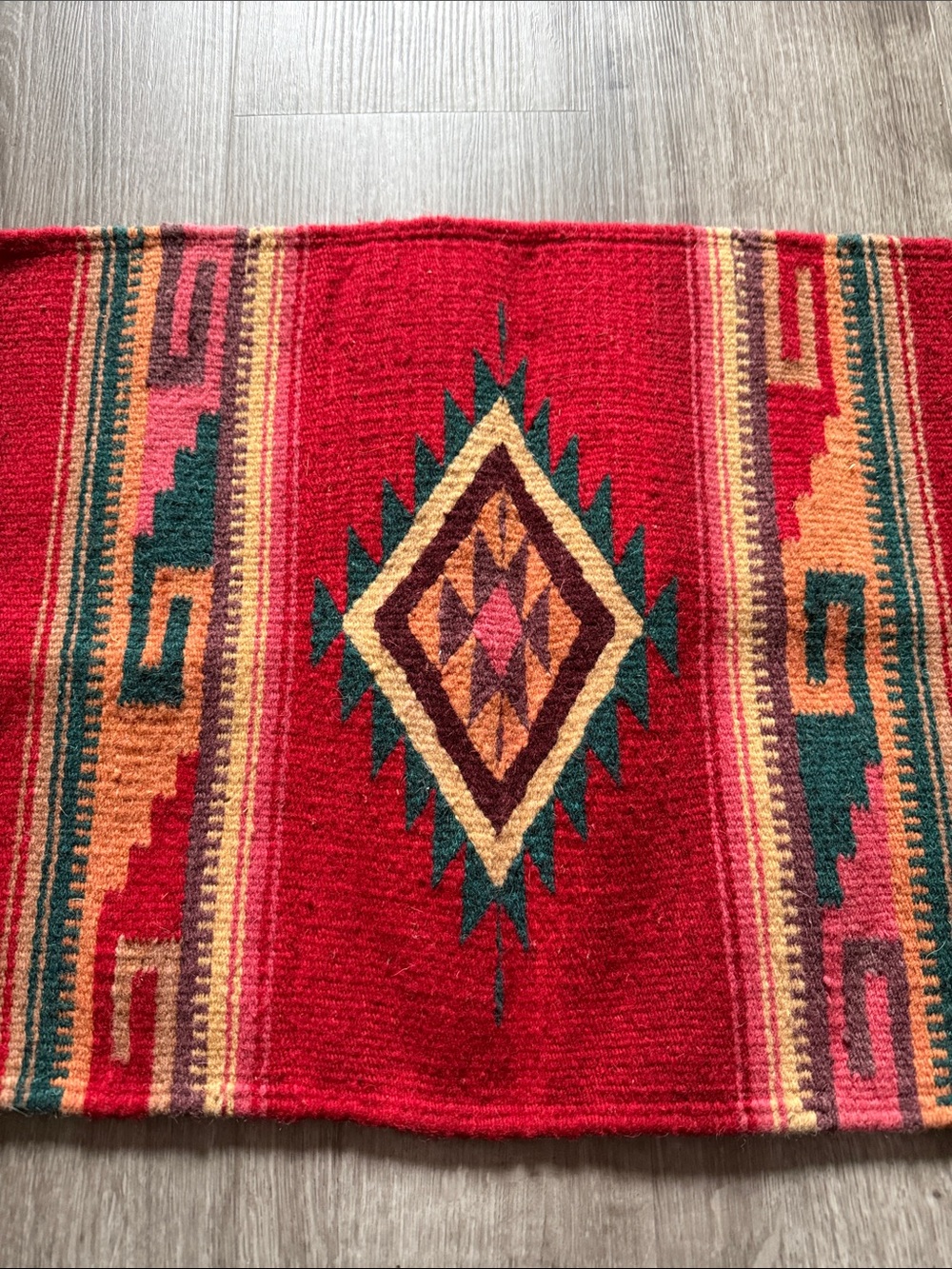Red Southwestern Diamond Accent Table Mat - Picture 2 of 10